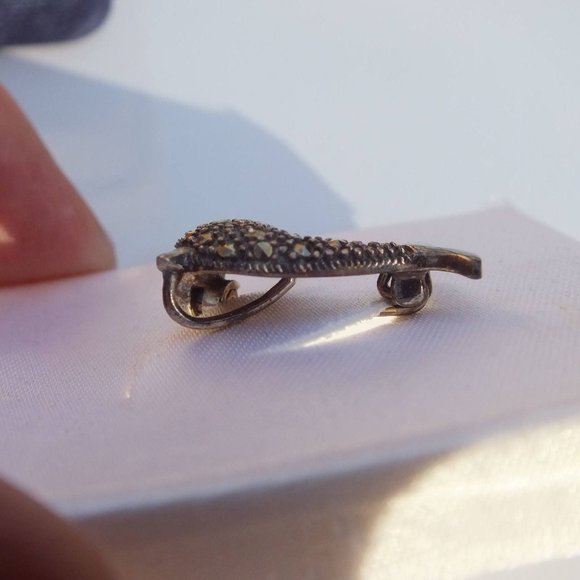 Sterling Silver Dolphin Brooch With Red Gem Eye and Storage Box, Silver Accents - Picture 6 of 7